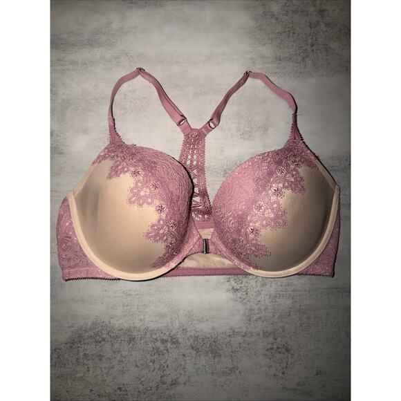 Victoria’s Secret Dream Angels Pink Lace Front Clasp Push Up Bra 38D Underwire - Picture 1 of 5
